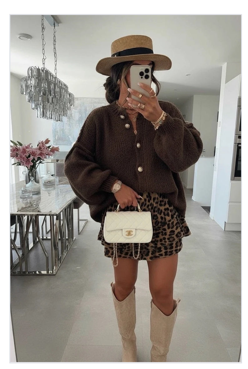 Gilet Oversize en maille douce à manche bouffantes