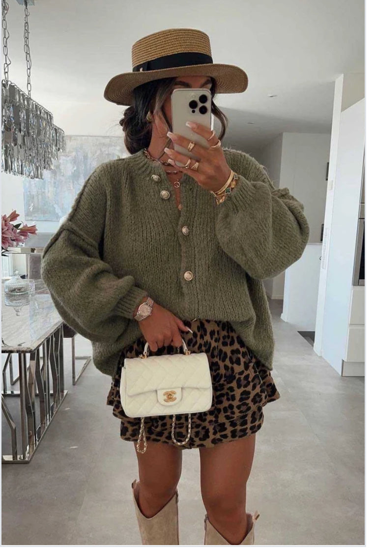 Gilet Oversize en maille douce à manche bouffantes